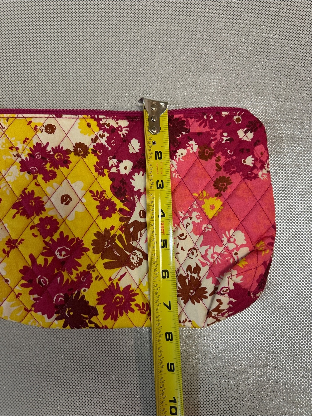 NWT Vera Bradley Pink, Yellow & Cream Quilted Floral Cosmetic Pouch - Picture 7 of 7